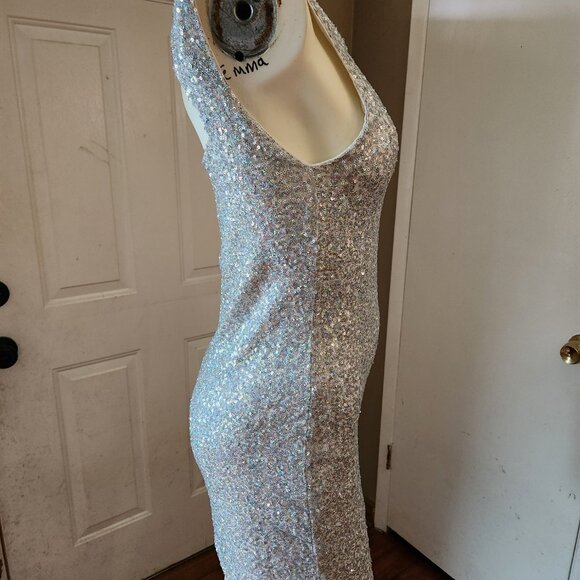 DIVIDED By H&M Sequin Embellished Sleeveless Open Back Mini Dress - Size 10 - Picture 6 of 11
